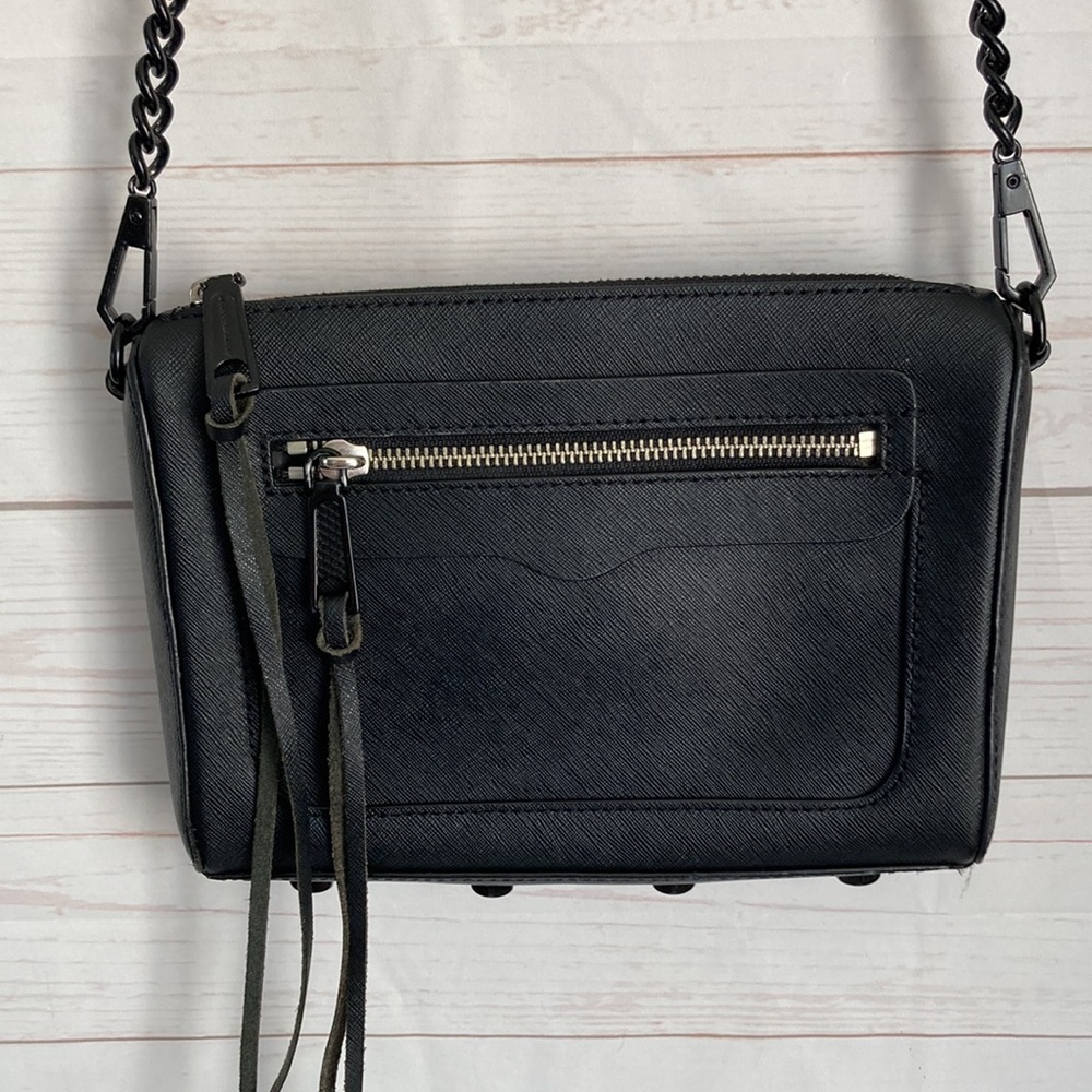Rebecca Minkoff Black Saffiano Leather crossbody with Chain Strap